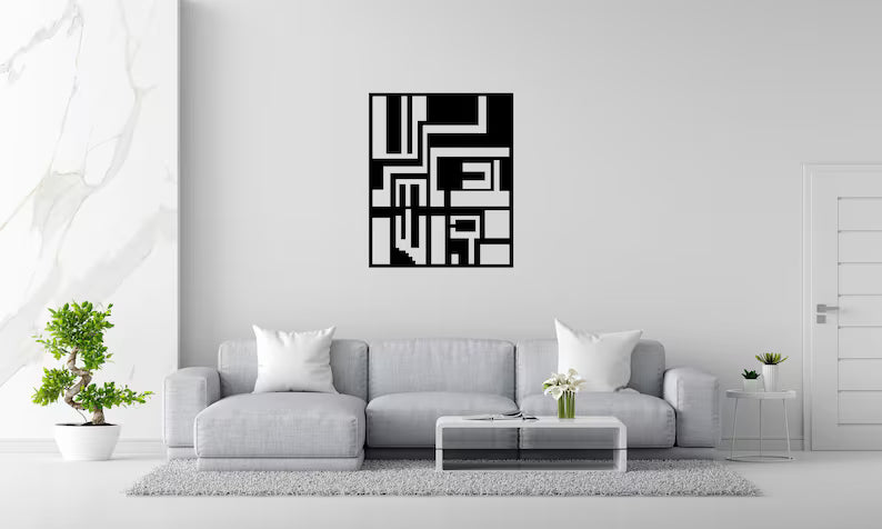 Harmonious Fusion Shipibo Patterns Meet Bold Lines WoodenWall Art