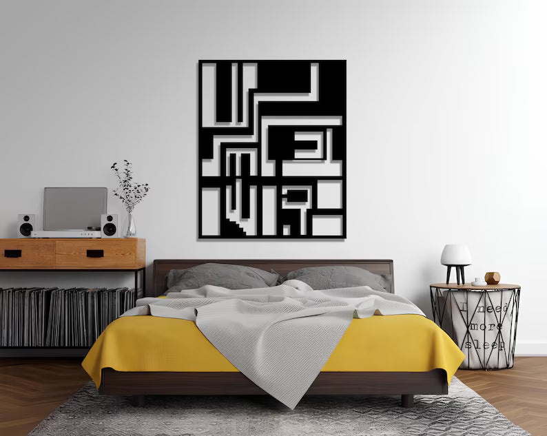 Harmonious Fusion Shipibo Patterns Meet Bold Lines WoodenWall Art