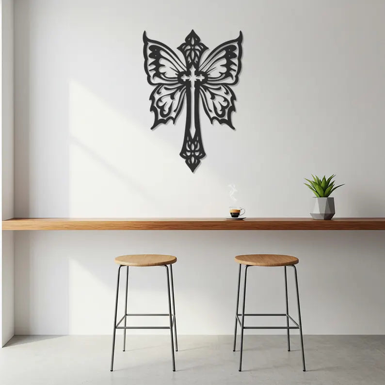 Butterfly with Christian Symbol – Wood W...
