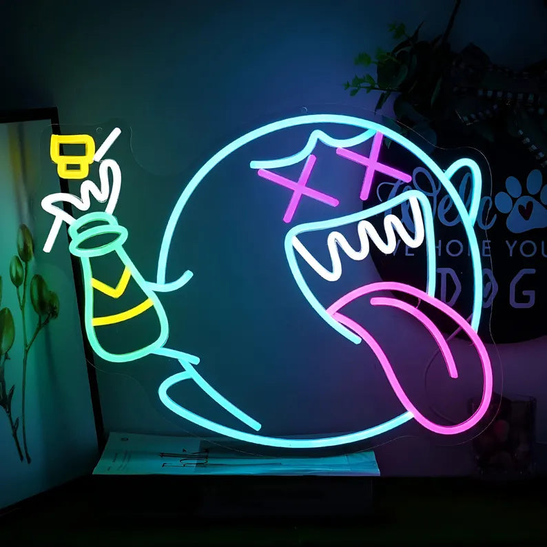 Anime Ghost Neon Sign: LED Neon Wall Art