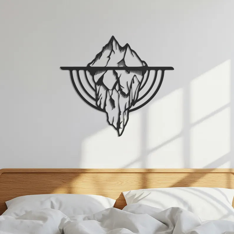 Modern Mountain Scene Wooden Wall Art