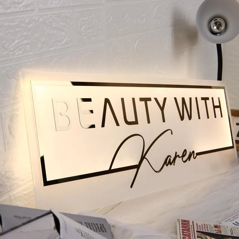 Beauty Bar Wall Art - Glowing Shop Signage