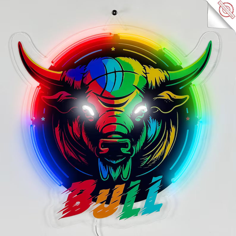 Bull Wall Hangings Digital Printed Neon Sign