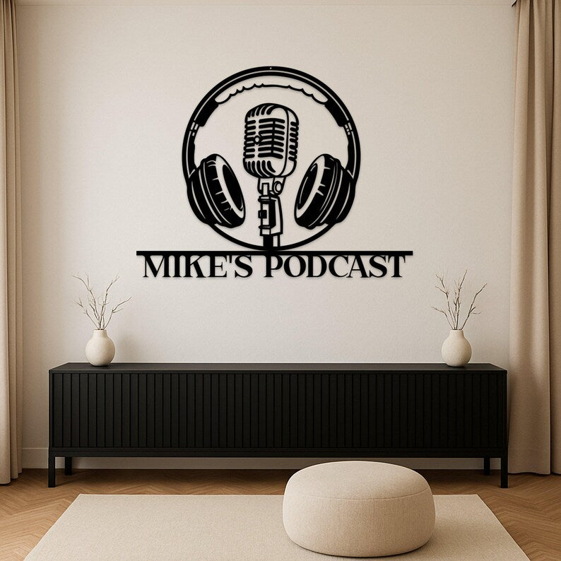 Custom Podcast Studio wooden Sign