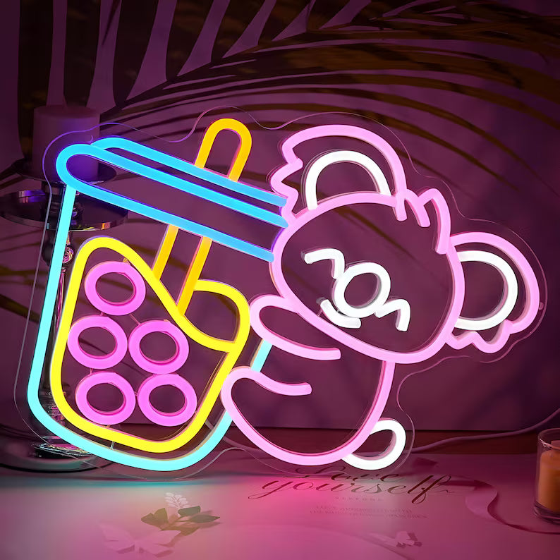 Koala Bubble Tea Led Neon Sign