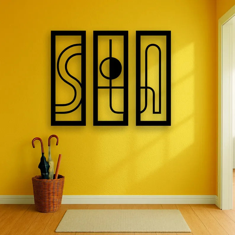 Modern Abstract Wooden Wall Art Set of 3
