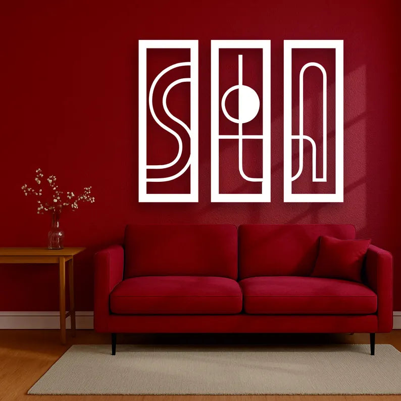 Modern Abstract Wooden Wall Art Set of 3