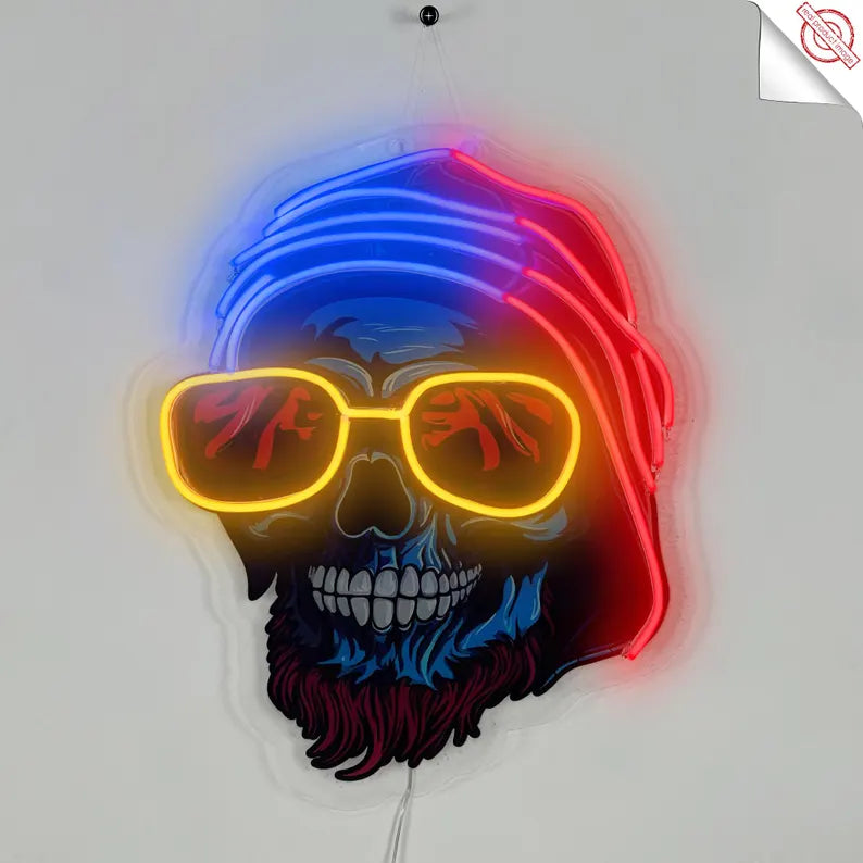 Digital Printed Skull Neon Sign: LED Acrylic Wall Art