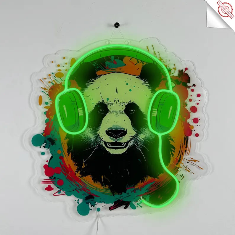Panda LED Neon Sign: Digital Printed Acrylic Wall Art