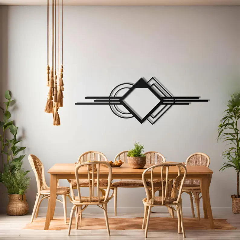 Modern Geometric Abstract Line Black Wooden Wall Decor