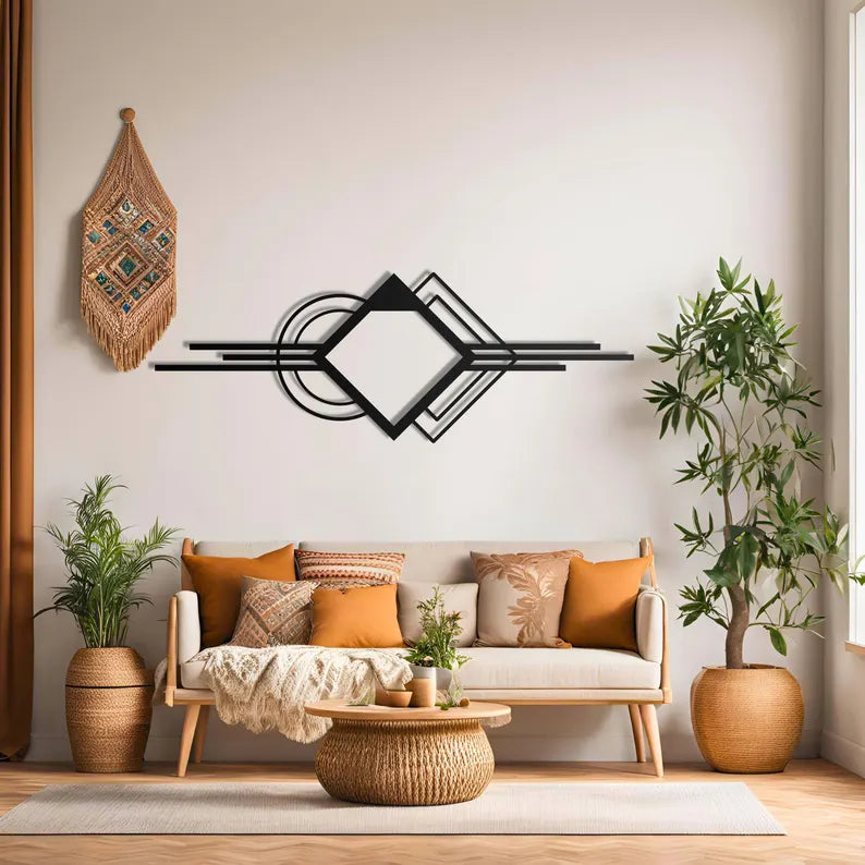 Modern Geometric Abstract Line Black Wooden Wall Decor