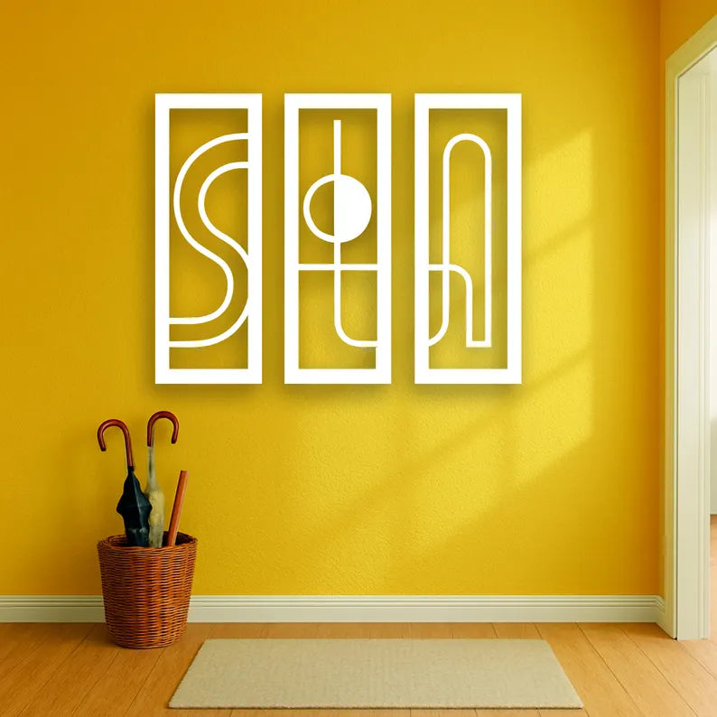 Modern Abstract Wooden Wall Art Set of 3