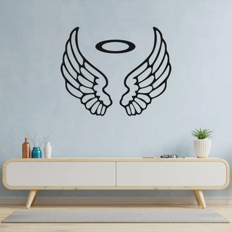 Elegant Black Wooden Wings Silhouette for Home