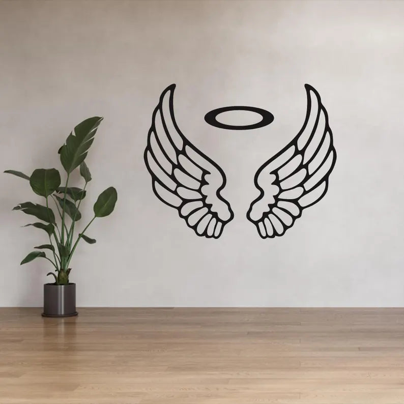 Elegant Black Wooden Wings Silhouette for Home