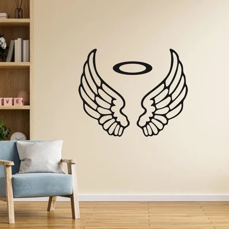 Elegant Black Wooden Wings Silhouette for Home