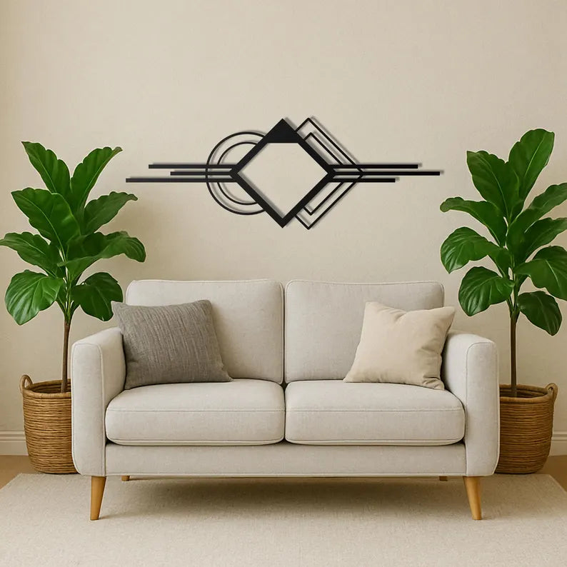 Modern Geometric Abstract Line Black Wooden Wall Decor