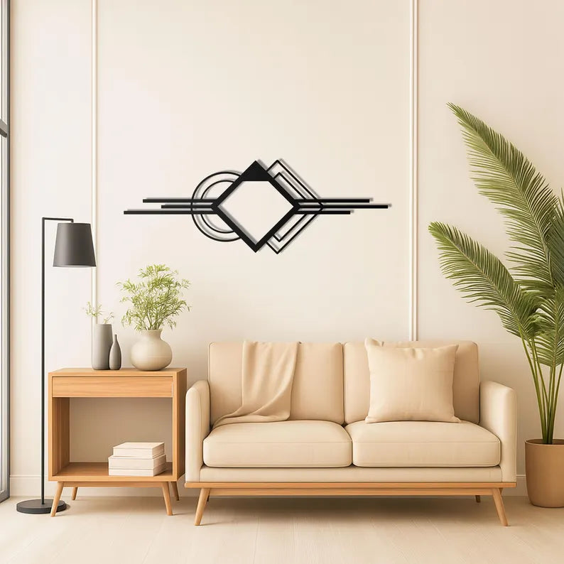 Modern Geometric Abstract Line Black Wooden Wall Decor
