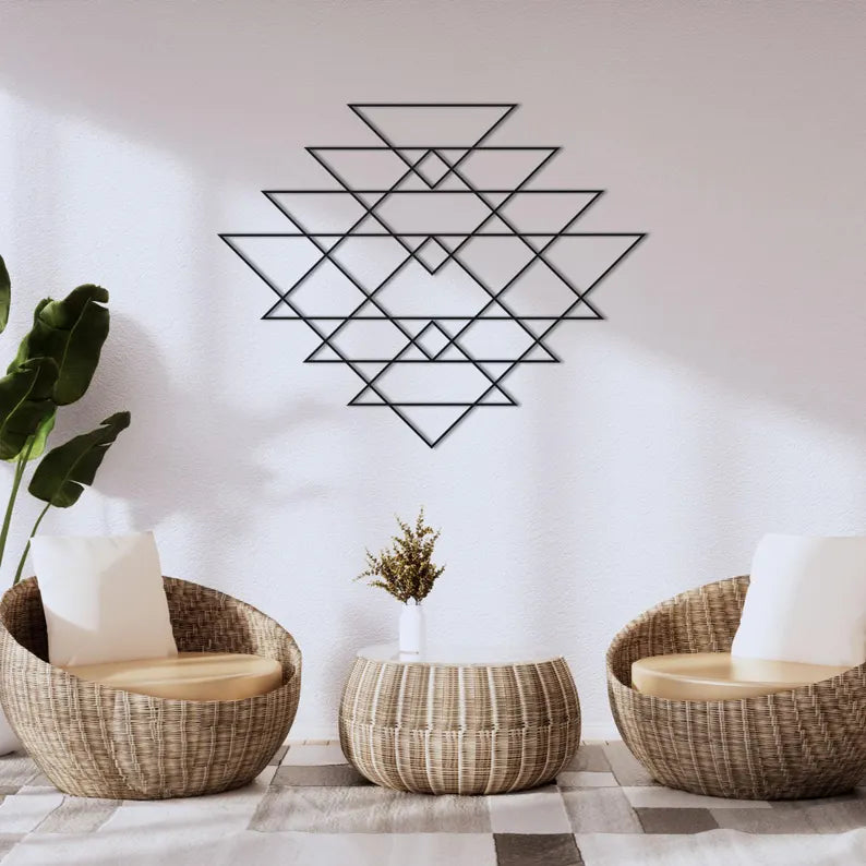Geometric Triangles Wooden Wall Art