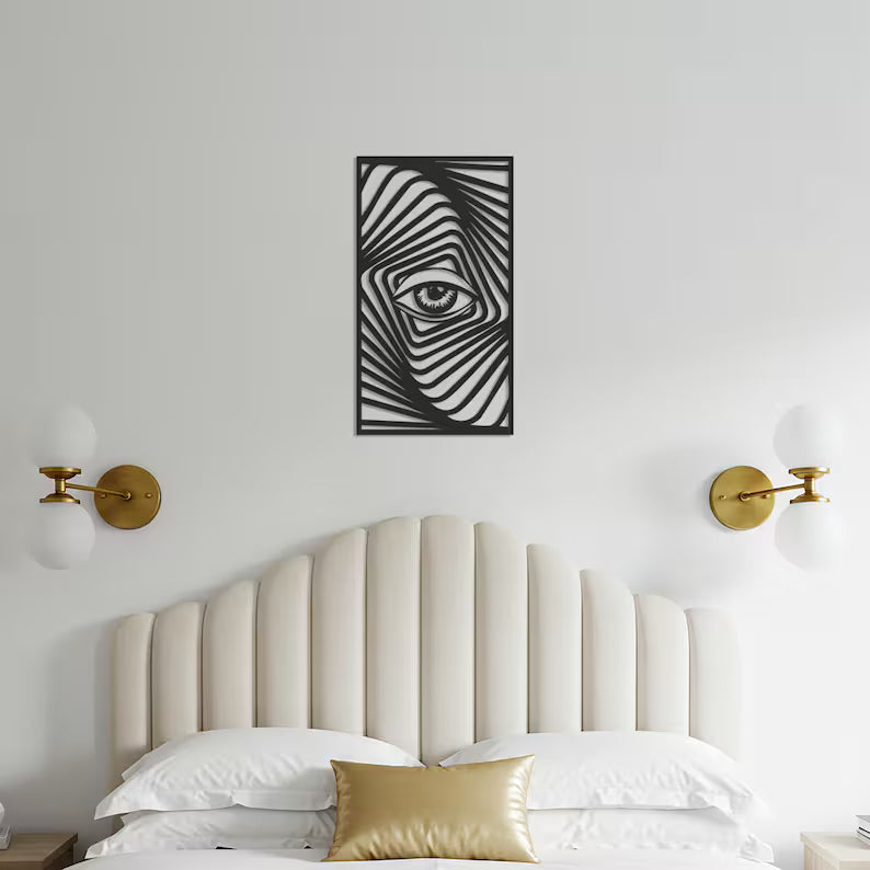 Abstract Eye Wooden Wall Art – Modern Geometric Optical