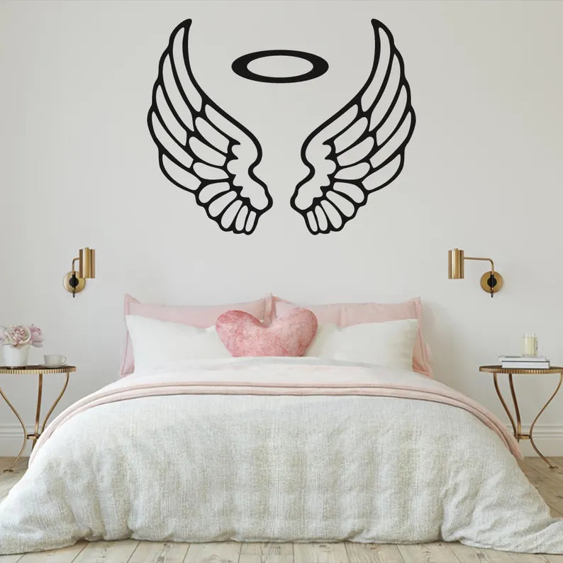 Elegant Black Wooden Wings Silhouette for Home