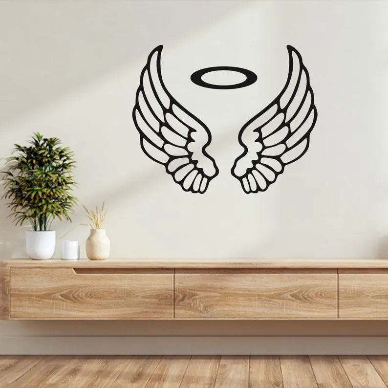 Elegant Black Wooden Wings Silhouette for Home