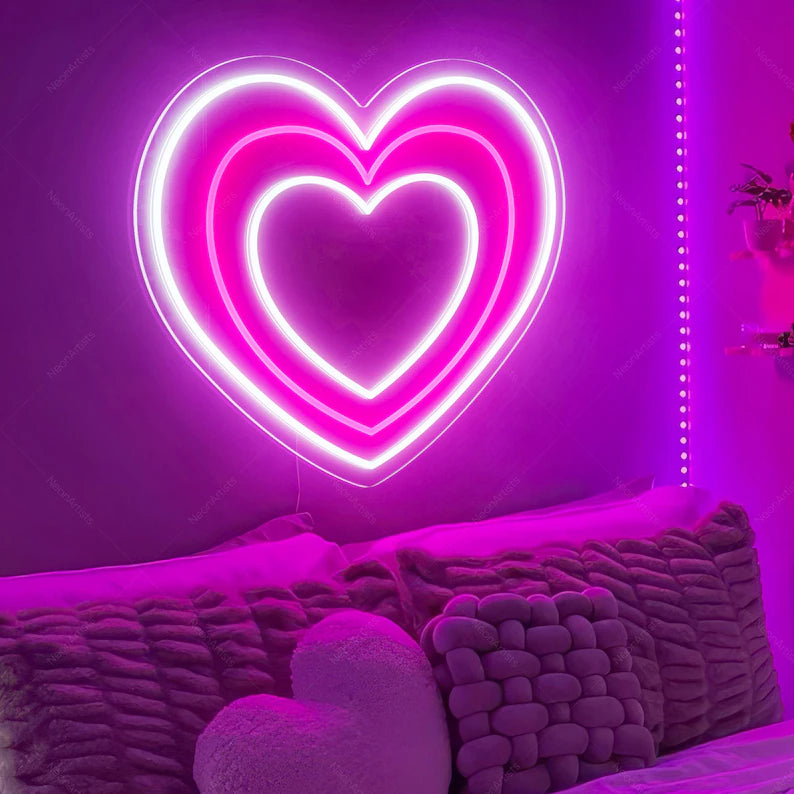 Couple Rainbow Heart Neon Sign