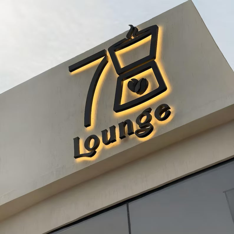 Storefront & Café Signboard Business Logo 3D Metal Letters Backlit Sign