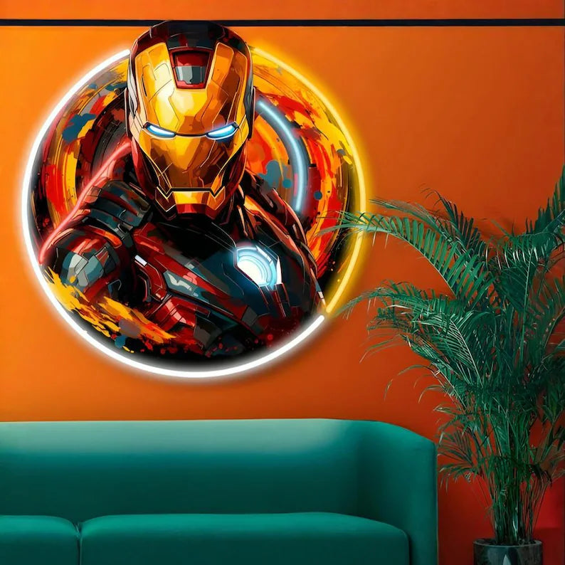 Ironman Superhero Digital Neon Sign Art