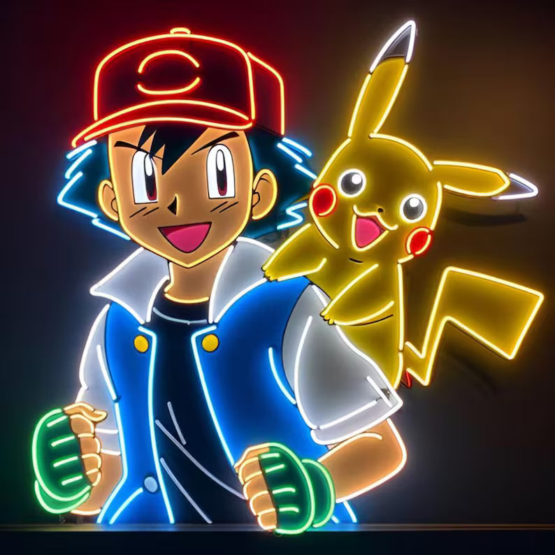Ketchum and Pikachu Digital Neon Sign