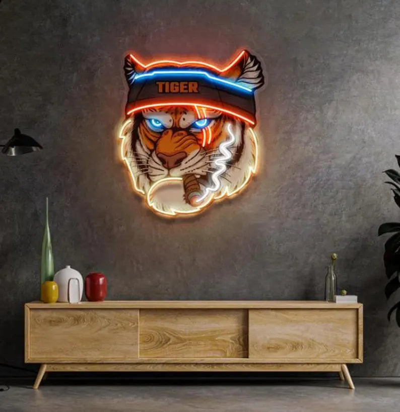 Tiger Smoking Digital Printed Neon Sign