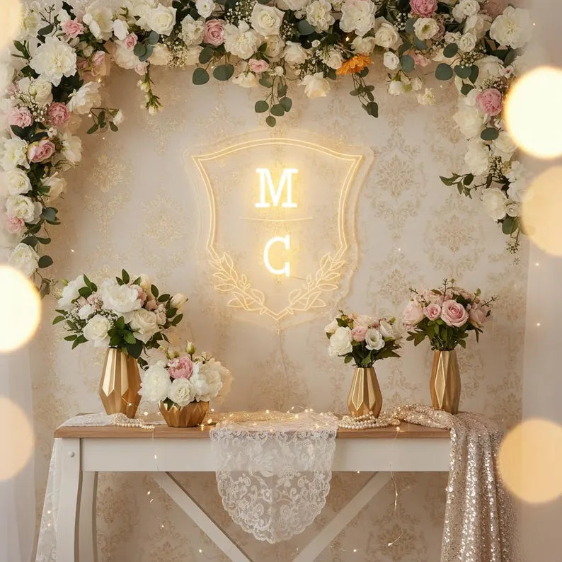 Custom Wedding Neon Sign: Couple Initials, Reception Decor