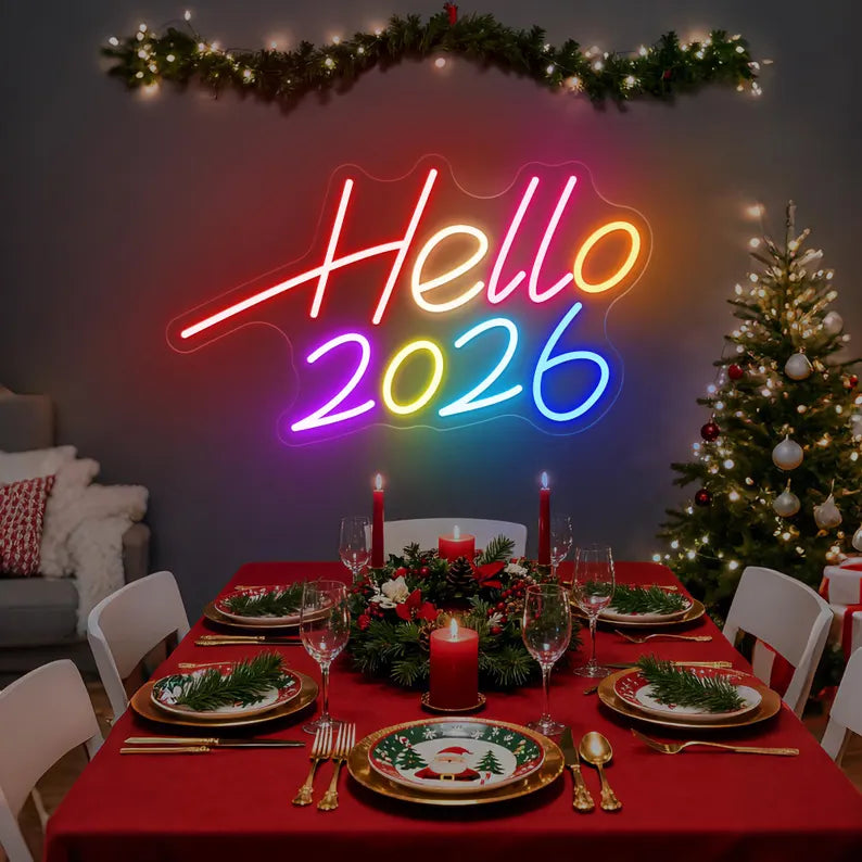 Hello 2026 Neon Sign for Happy New Year
