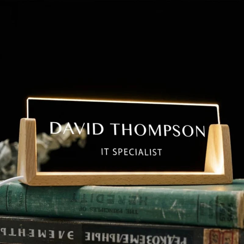 Illuminated Acrylic Name Plate Features A Warm White LED Plate