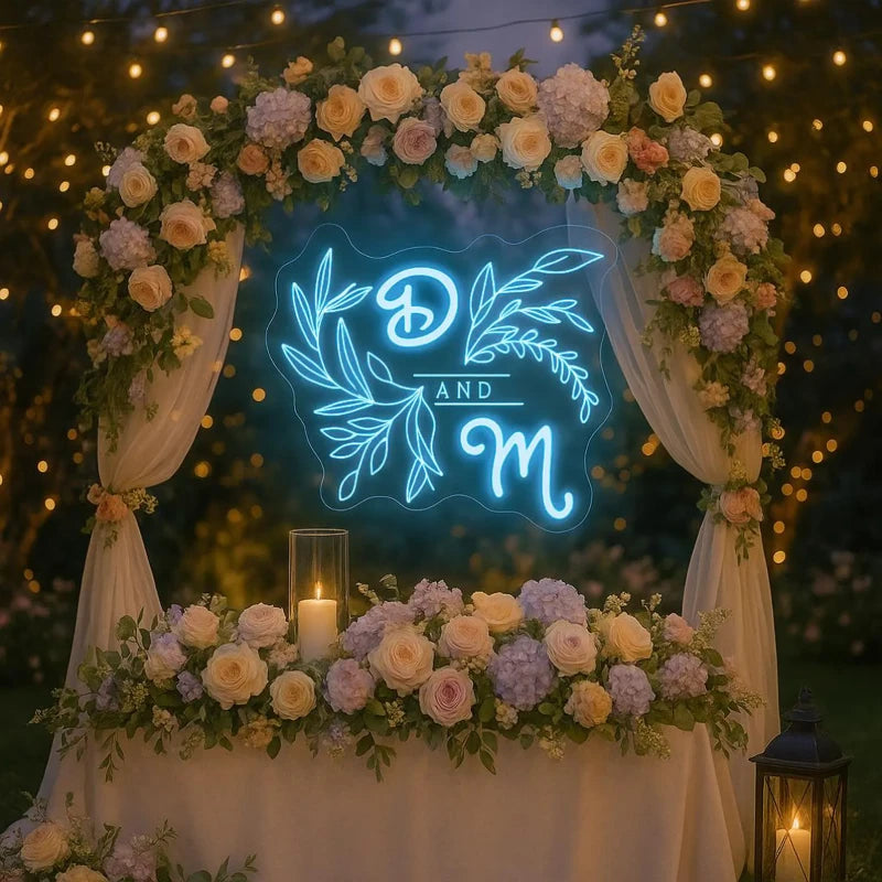 Initial Wedding Couple Name Monogram LED Light