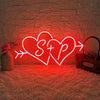 Initials Double Heart LED Neon Sign