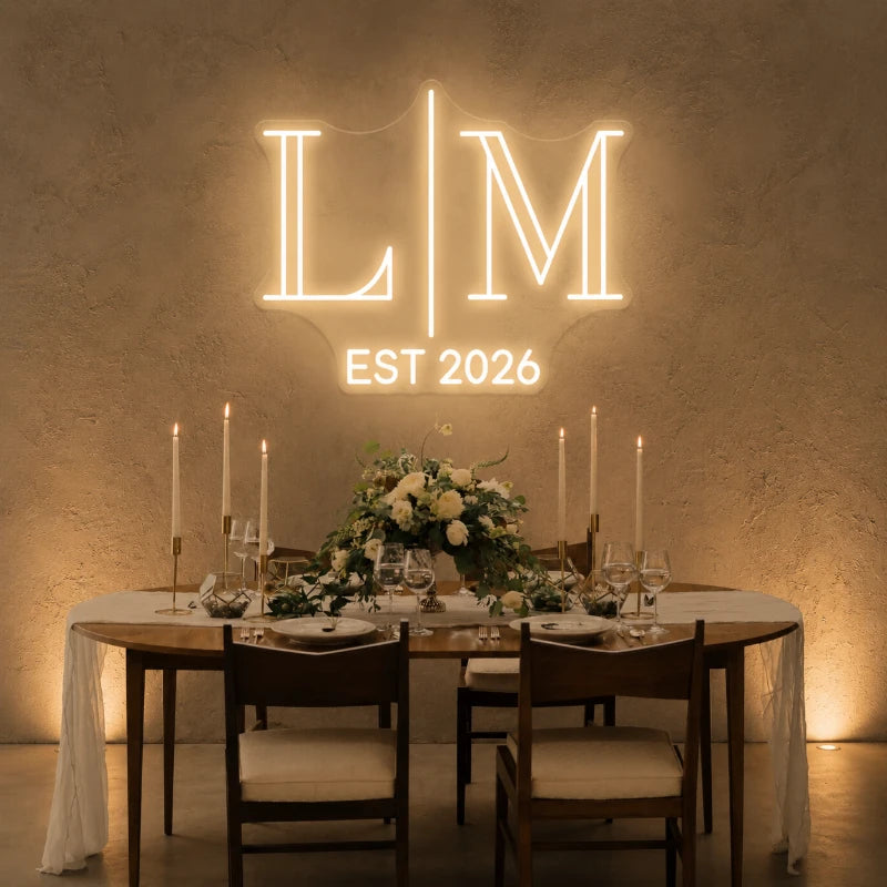 Initials Wedding Sign Couple Initials With Est Year