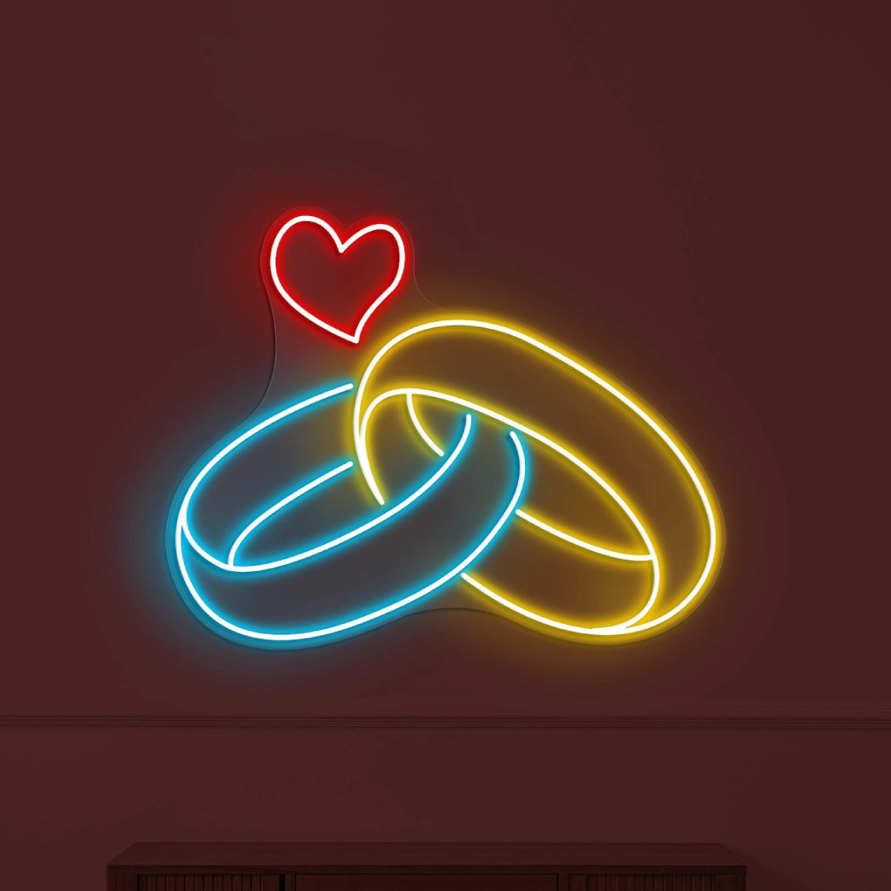 Interlocking Rings Neon Sign Wedding Rings LED Light