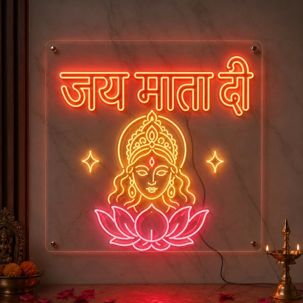 Jai Mata Di LED Neon Sign With Text