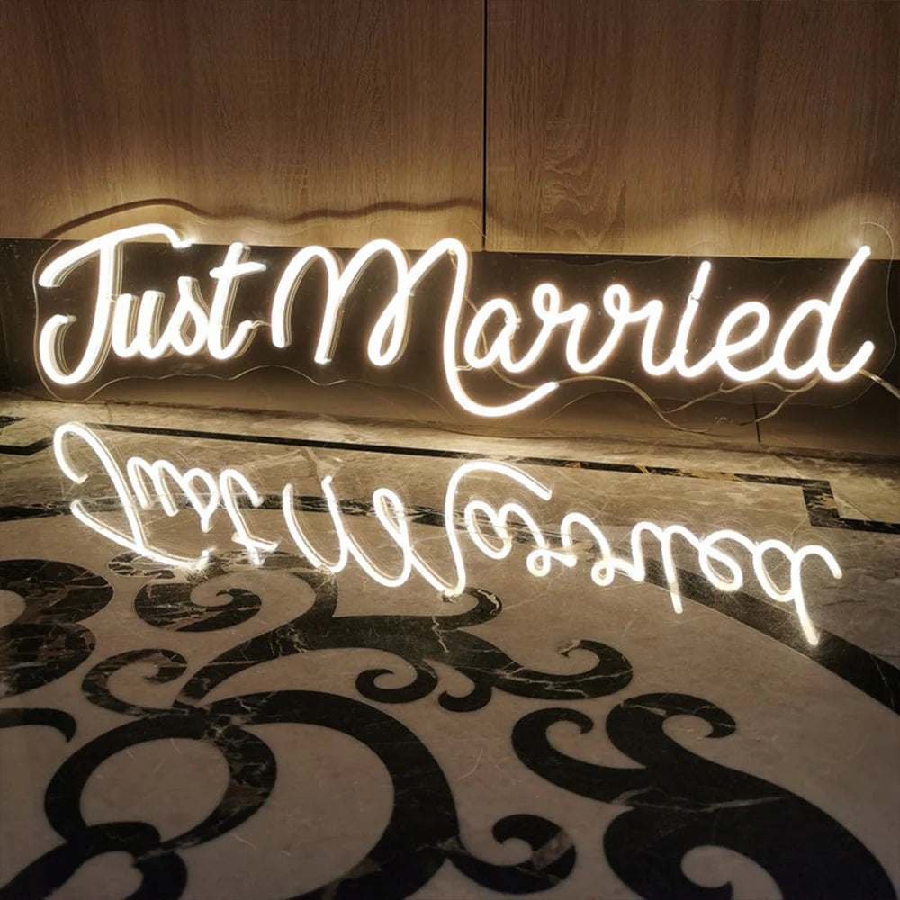 Personalized Just Married Neon Sign for Couples
