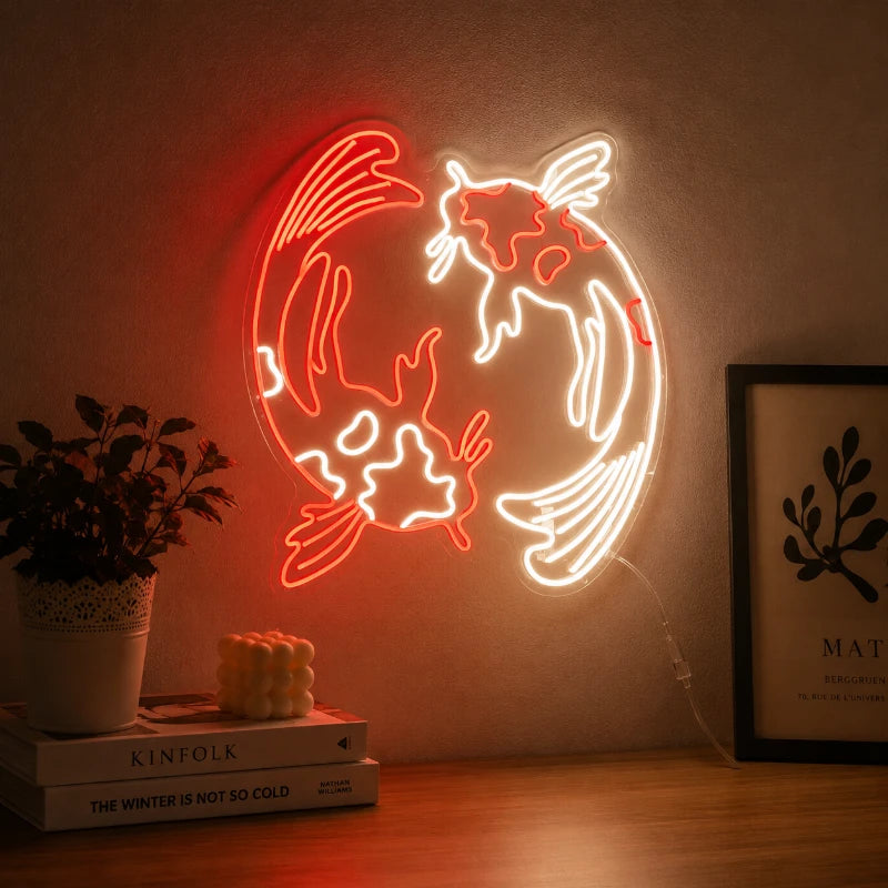 Koi Fish Yin Yang Neon Sign