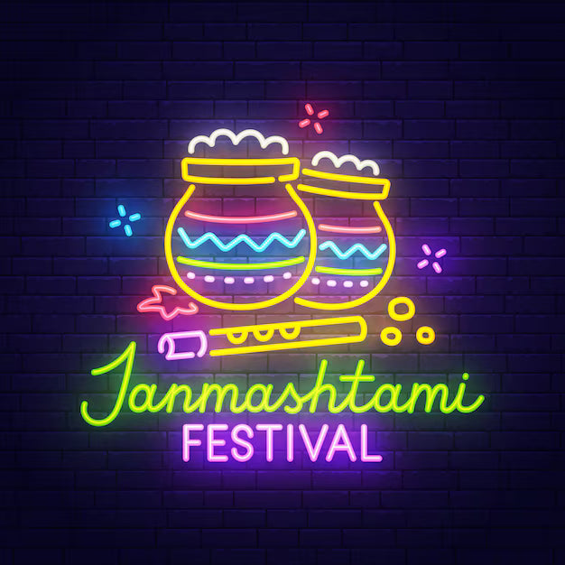 Krishna janmashtami neon sign