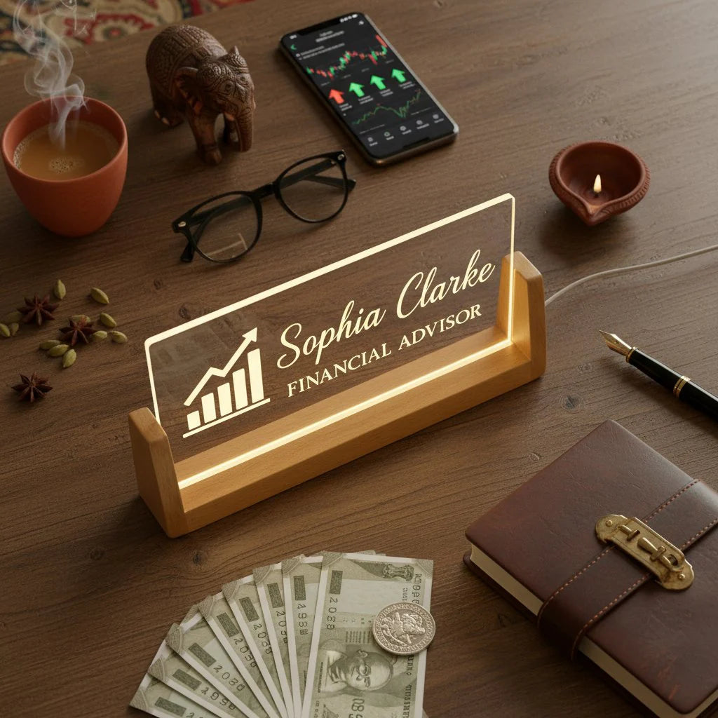 LED Acrylic Name Plate For Financial Advisors