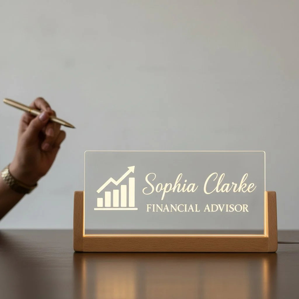LED Acrylic Name Plate For Financial Advisors