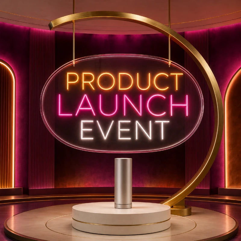 Magenta Gold Product Launch Event Neon Sign
