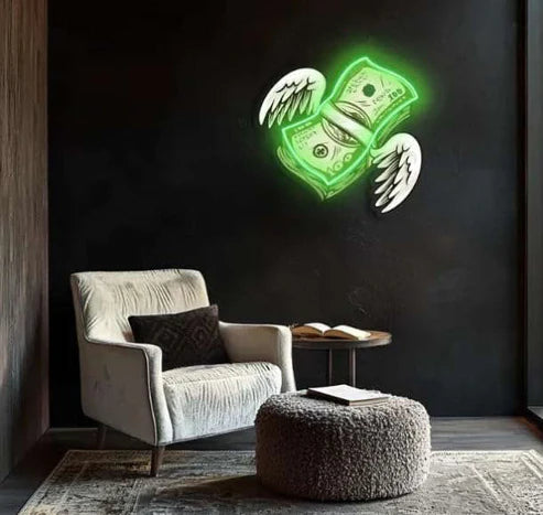Money Neon Sign With UV Printed