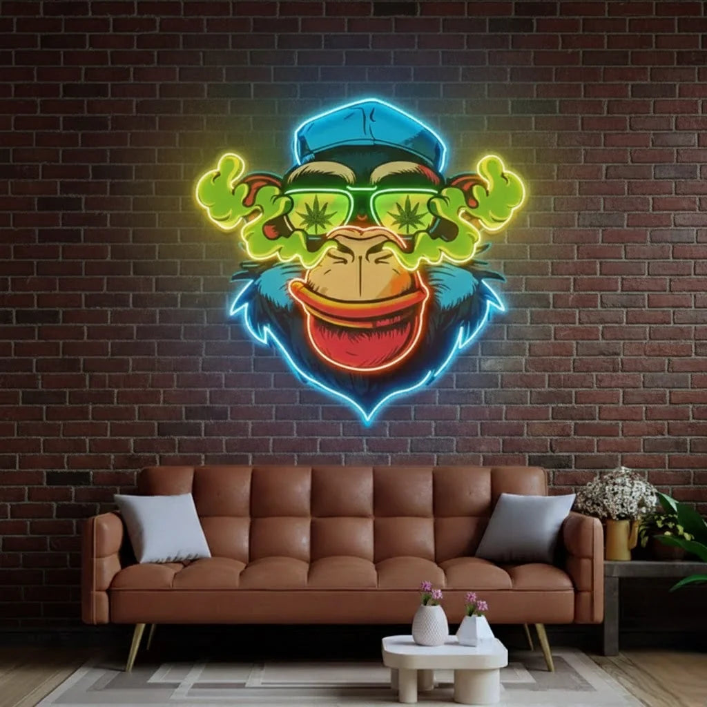 Monkey UV Print Neon Name Sign