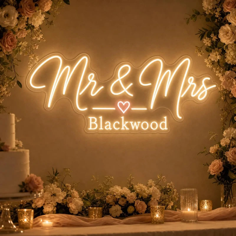 Mr & Mrs Surname Neon Sign