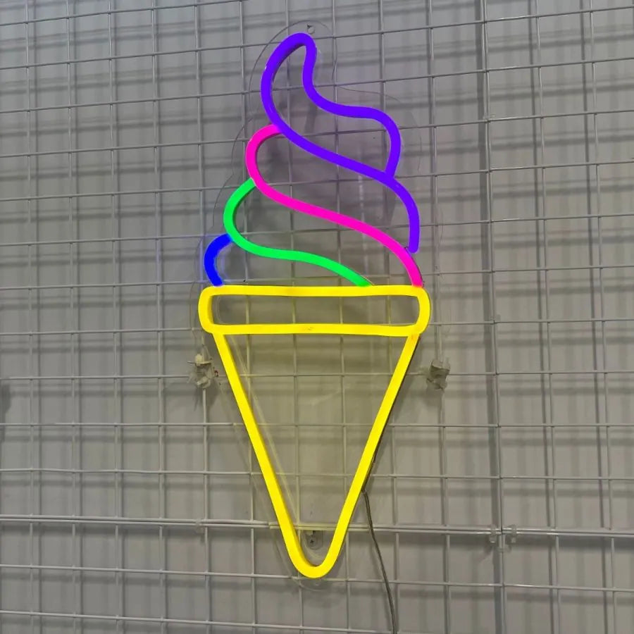 Multicolor LED Neon Ice Cream Cone Sign