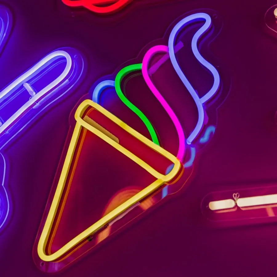 Multicolor LED Neon Ice Cream Cone Sign