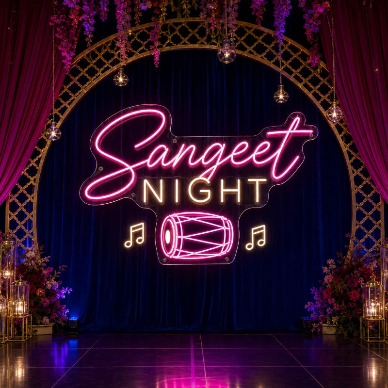 Musical Dhol Sangeet Night Neon Sign